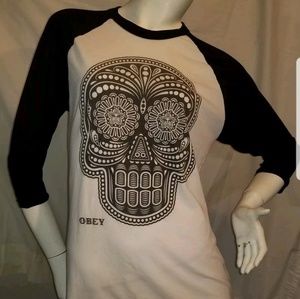 Obey Day Of Dead Sugar Skull Graphic Tee T Shirt